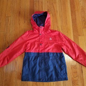 Boys Reebok Hooded Windbreaker Rain Jacket Red Blue Zipper Snap M 10 12